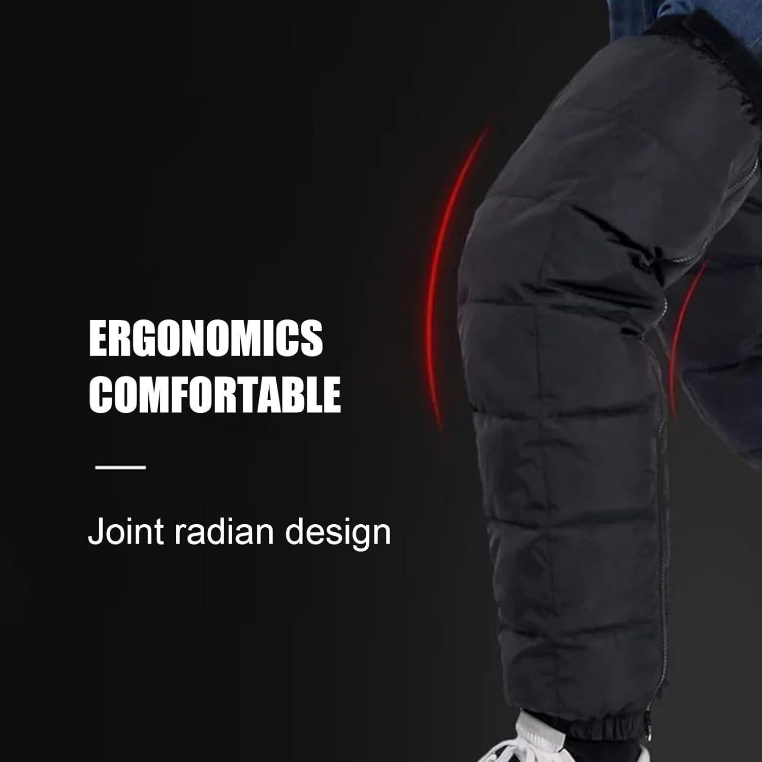 Cycling Leg Warmers Thermal Zipper Knee Sleeves Winter Waterproof 2pcs (Black) - Image 5