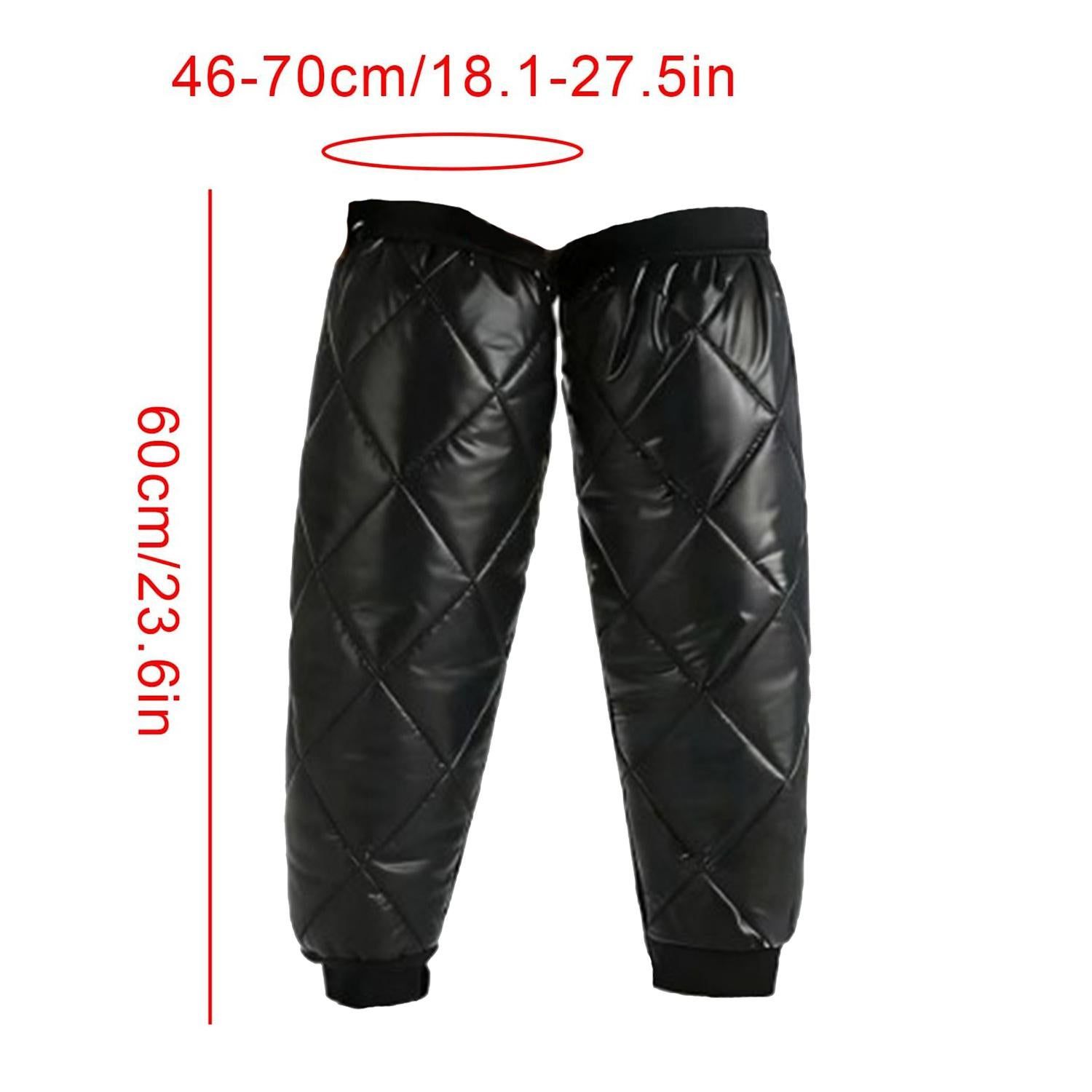 Cycling Leg Warmers Thermal Zipper Knee Sleeves Winter Waterproof 2pcs (Black) - Image 8