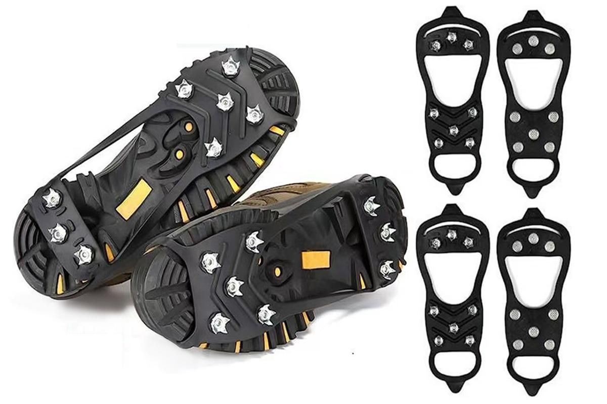 2 Pairs Ice Cleats Traction Crampons Snow Grips with 8 Spikes for Boots Shoes - For EU34-40 - Image 1