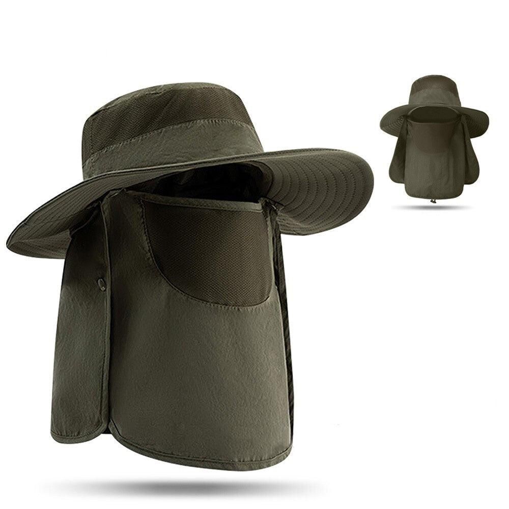 Outdoor Sun Protection Fishing Cap Wide Brim Hat With Neck Flap And Face Cover - Army Green - Image 7