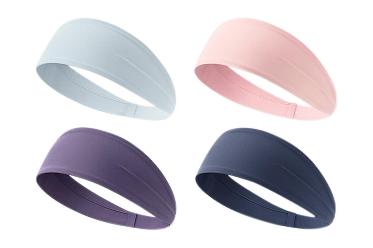 4 Pack Fitness Sweat Headbands Wide Elastic Sports Headbands for Workout Yoga - Image 2