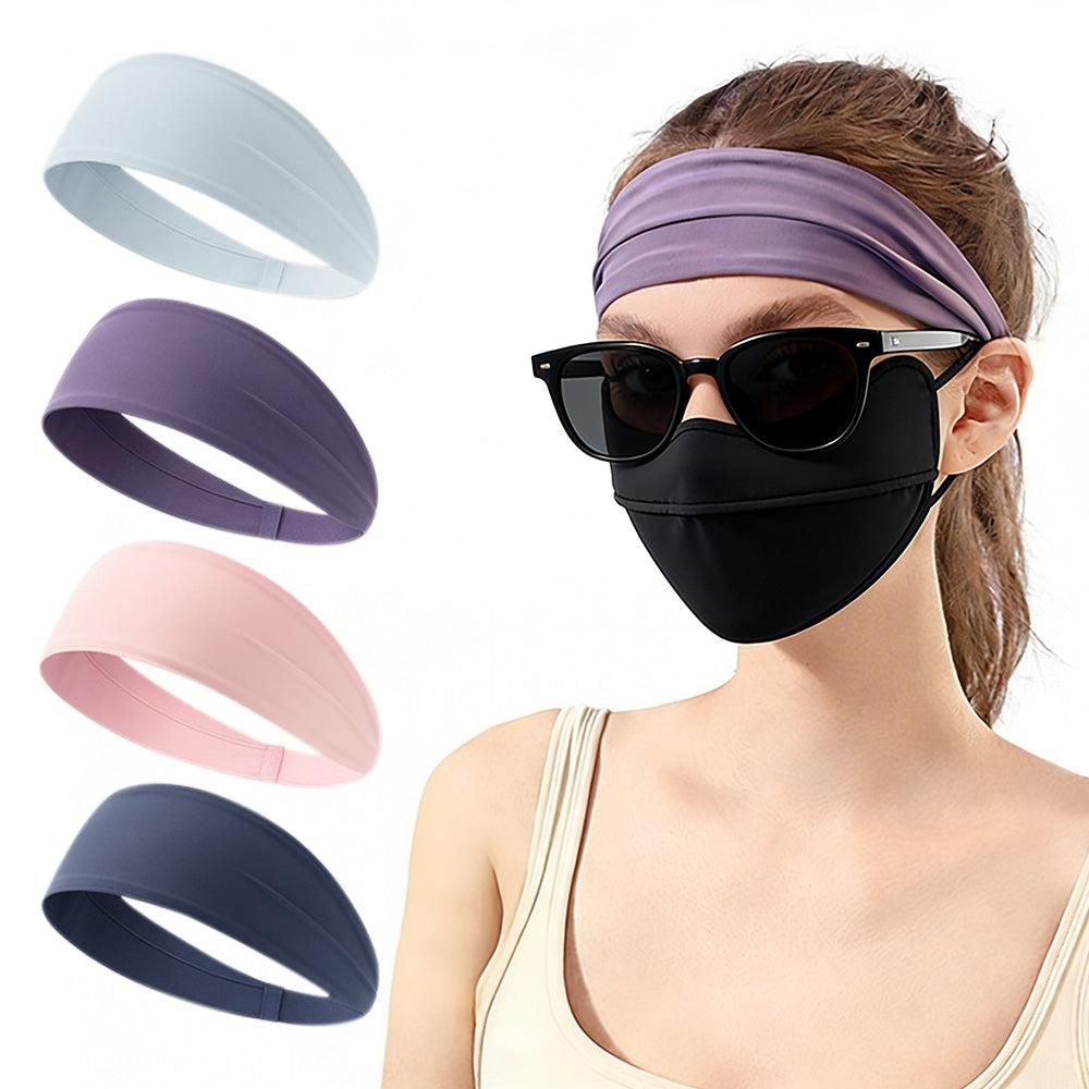 4 Pack Fitness Sweat Headbands Wide Elastic Sports Headbands for Workout Yoga - Image 6