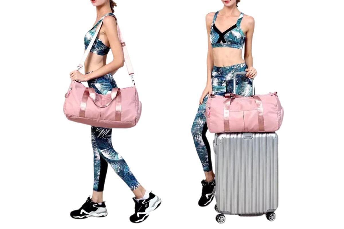 Gym Duffle Bag Taekwondo Travel Duffel Bag Outdoor Gym Sports Bag -Pink - Image 3