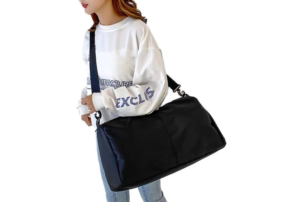 Gym Tote Bag with Shoe Compartment and Wet Dry Storage Pockets for Women Travel Duffel Bag Yoga Gym Bags with Yoga Mat Holder -Black - Image 3