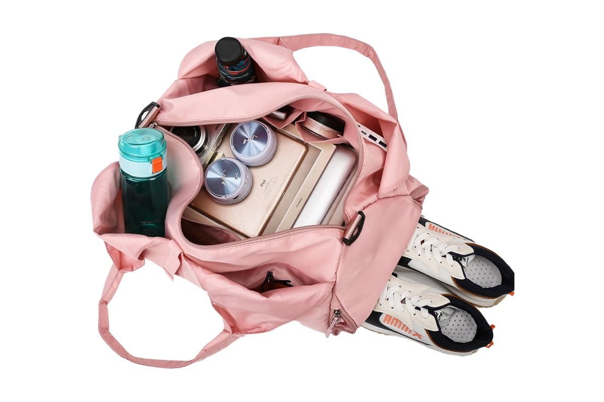 Gym Tote Bag with Shoe Compartment and Wet Dry Storage Pockets for Women Travel Duffel Bag Yoga Gym Bags with Yoga Mat Holder -Pink - Image 3