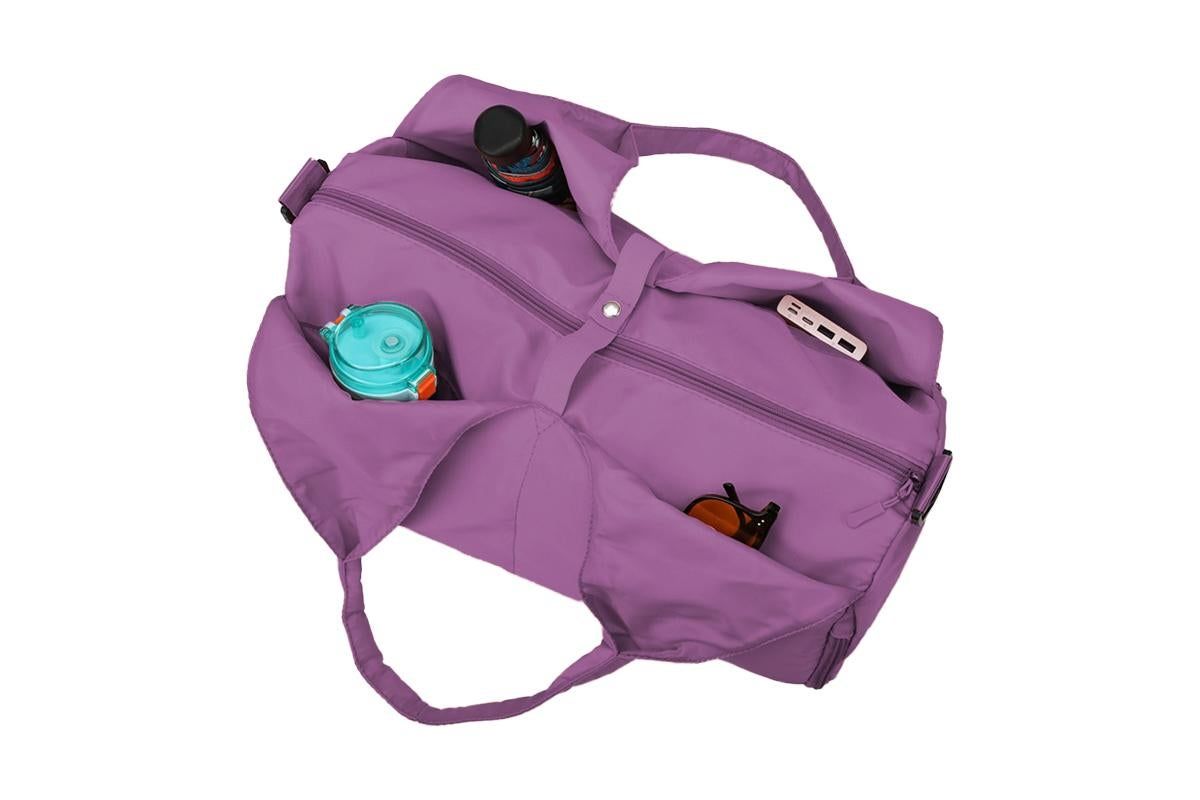 Gym Tote Bag with Shoe Compartment and Wet Dry Storage Pockets for Women Travel Duffel Bag Yoga Gym Bags with Yoga Mat Holder -Purple - Image 2