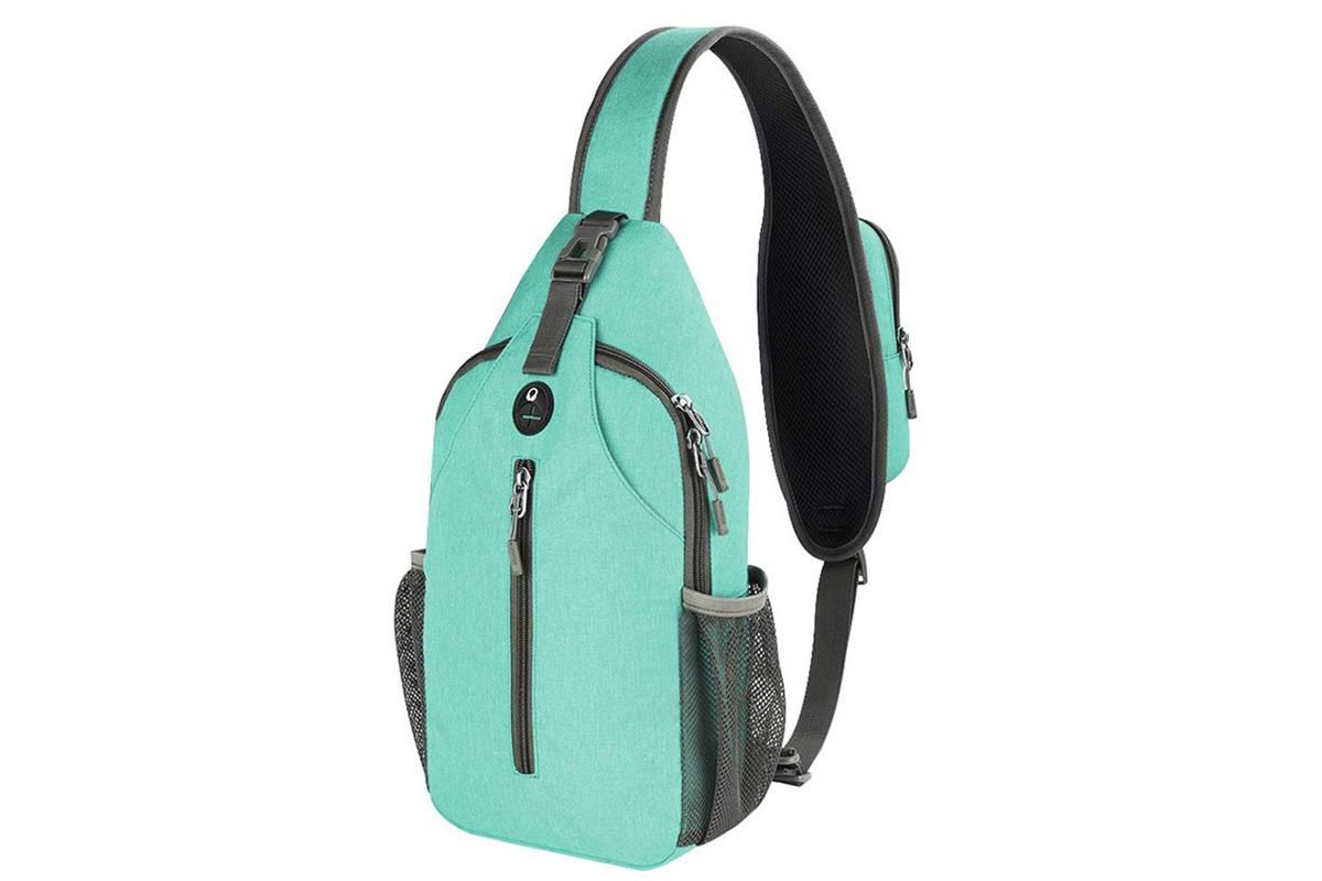 Water Resistant Crossbody Sling Backpack Sling Bag Travel Hiking Chest Bag Daypack - Mint - Image 3