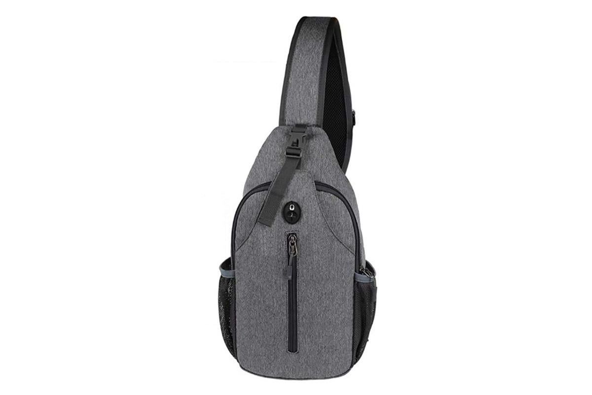 Water Resistant Crossbody Sling Backpack Sling Bag Travel Hiking Chest Bag Daypack - Dark Grey - Image 4