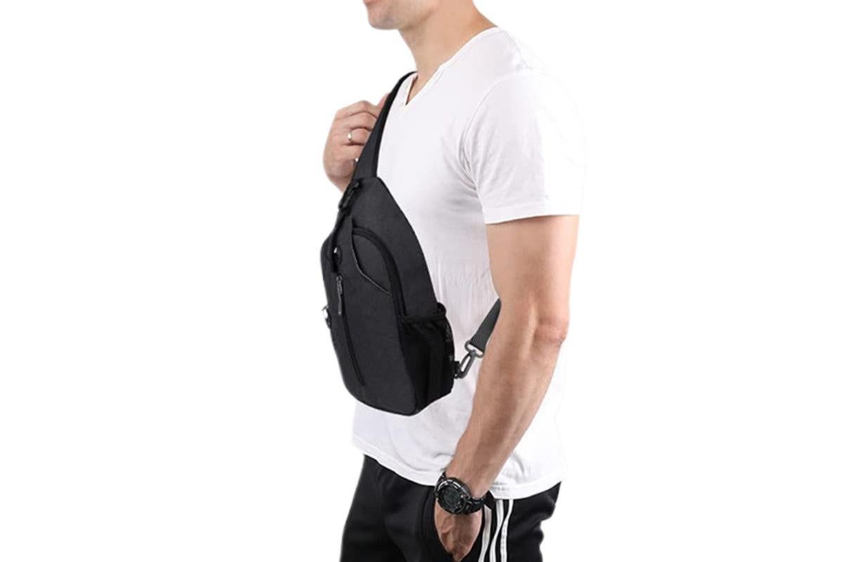 Water Resistant Crossbody Sling Backpack Sling Bag Travel Hiking Chest Bag Daypack - Black - Image 3
