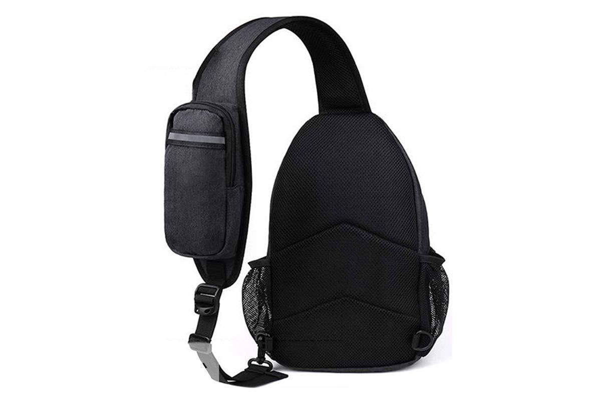 Water Resistant Crossbody Sling Backpack Sling Bag Travel Hiking Chest Bag Daypack - Black - Image 4