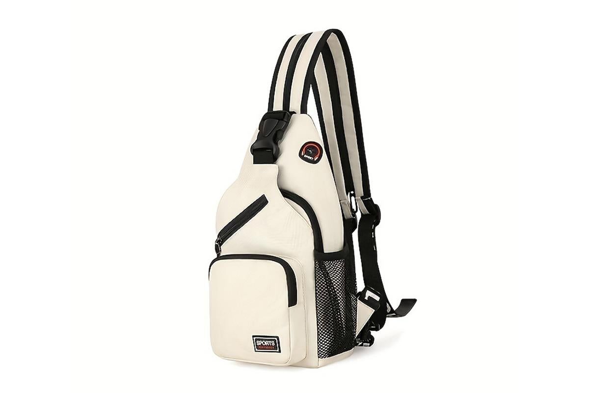 Water-resistant Chest Pack Outdoor Travel Shoulder Sling Backpack Crossbody Bag -White - Image 1