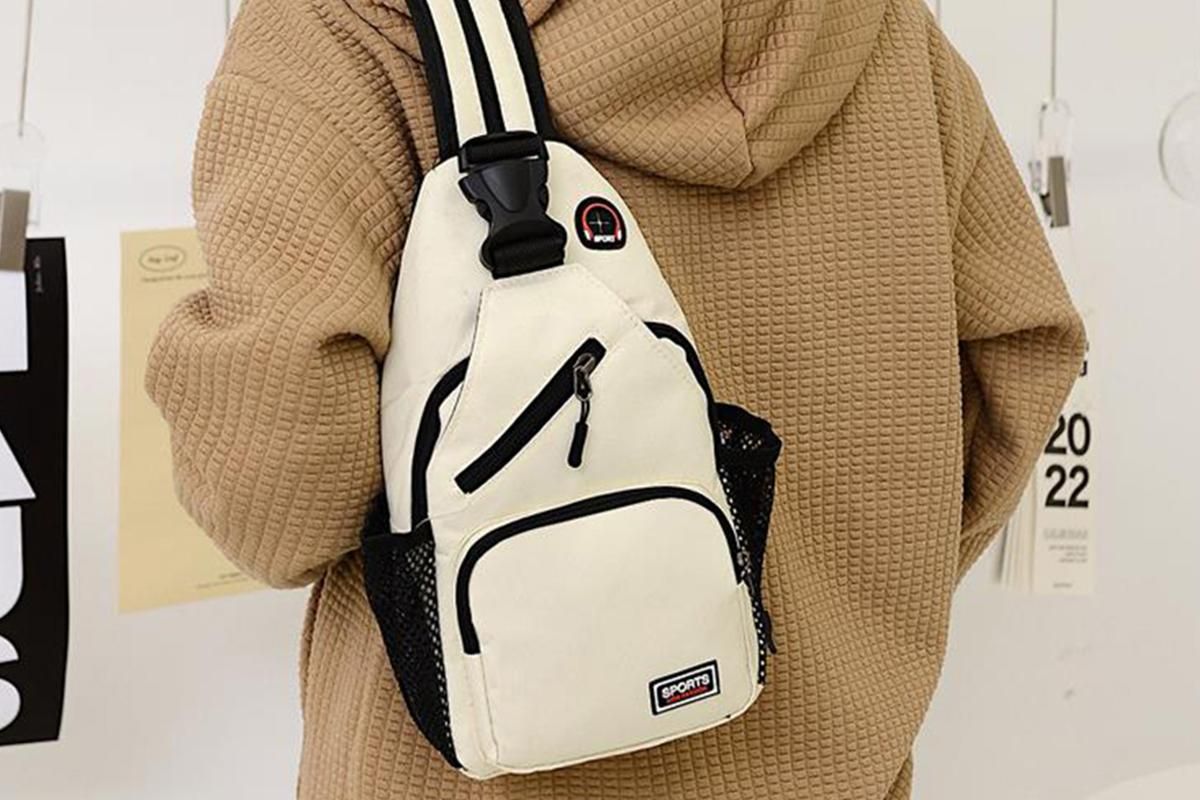 Water-resistant Chest Pack Outdoor Travel Shoulder Sling Backpack Crossbody Bag -White - Image 4
