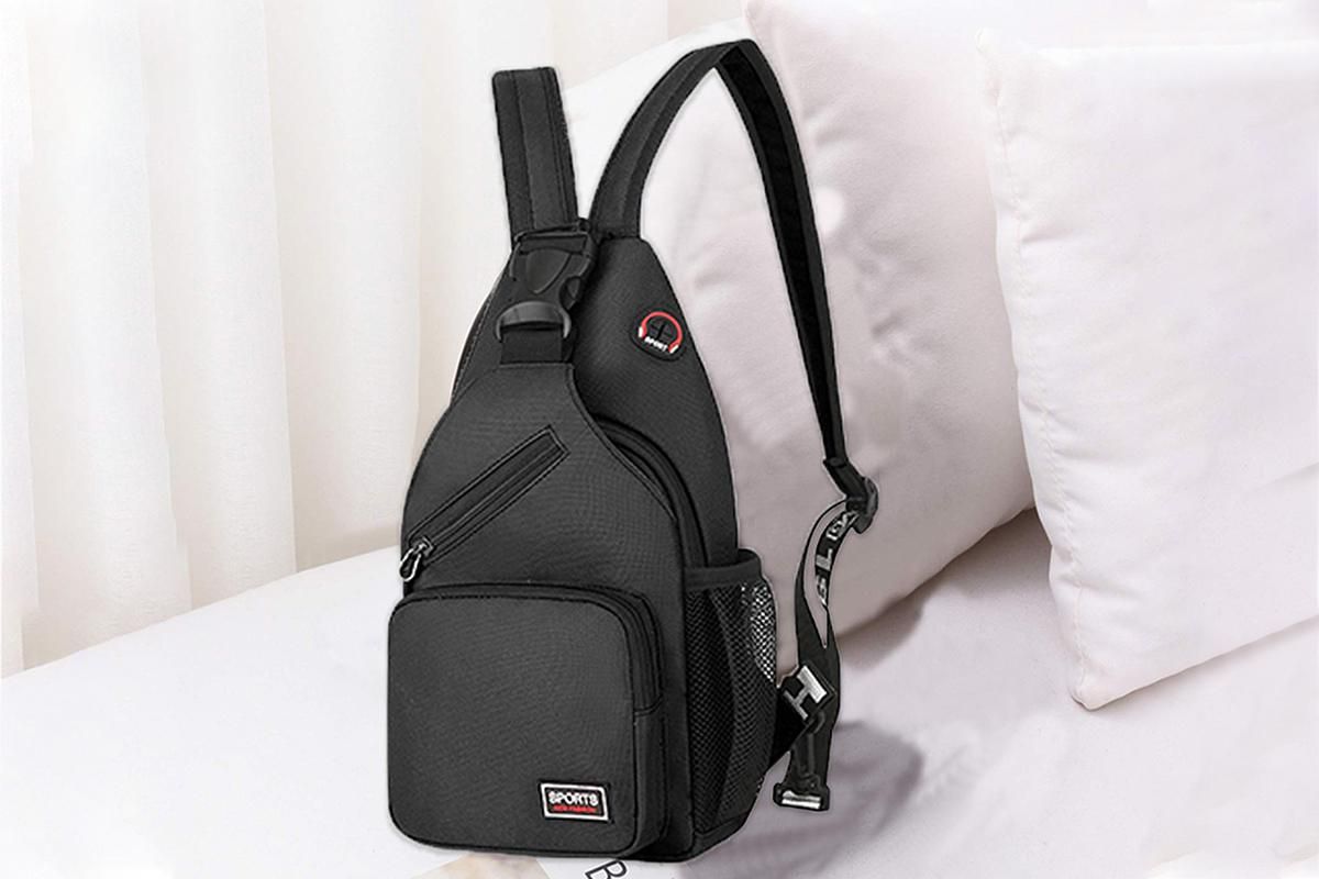 Water-resistant Chest Pack Outdoor Travel Shoulder Sling Backpack Crossbody Bag -Black - Image 2