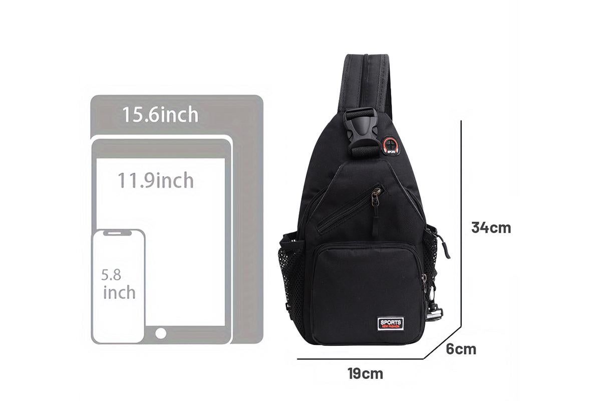 Water-resistant Chest Pack Outdoor Travel Shoulder Sling Backpack Crossbody Bag -Black - Image 4