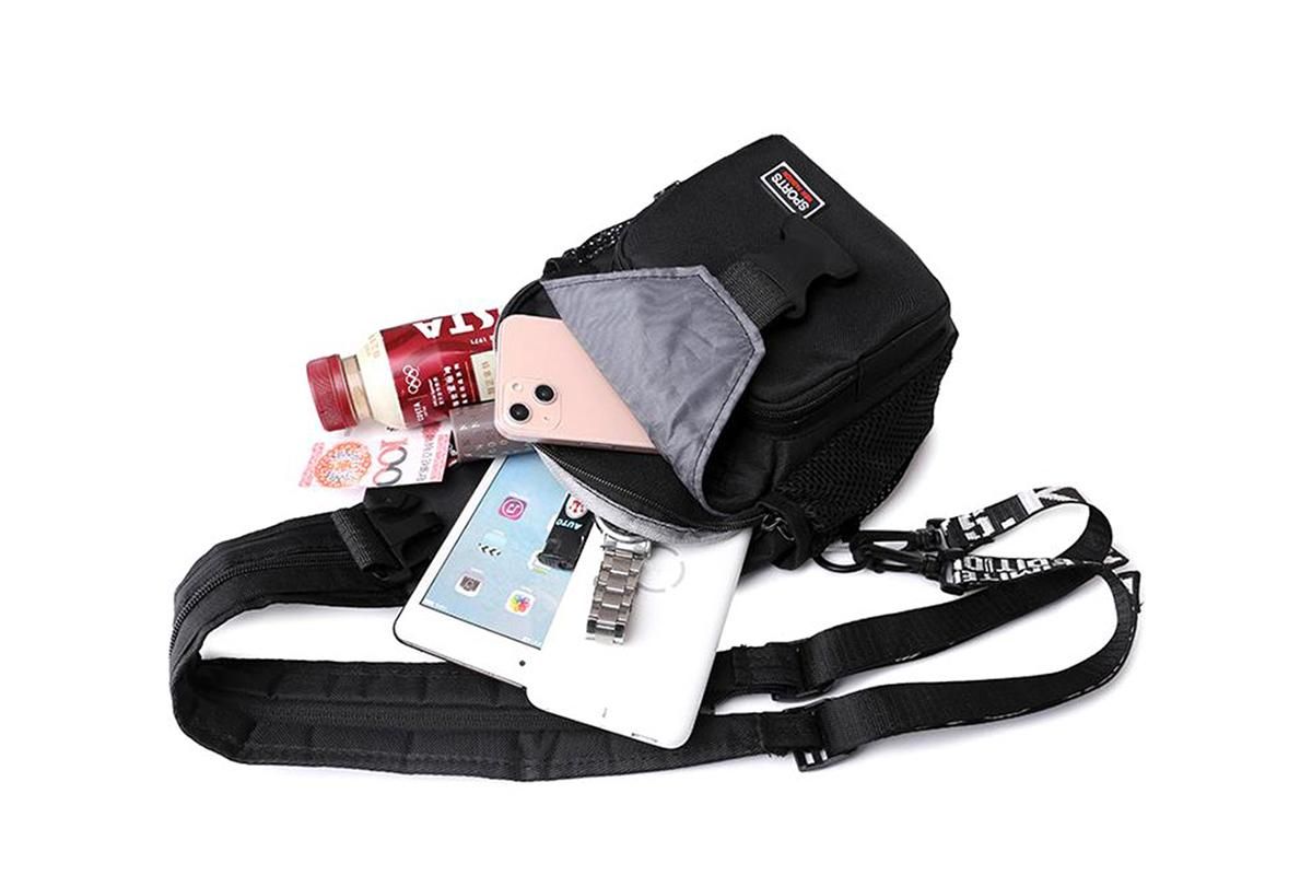Water-resistant Chest Pack Outdoor Travel Shoulder Sling Backpack Crossbody Bag -Black - Image 5