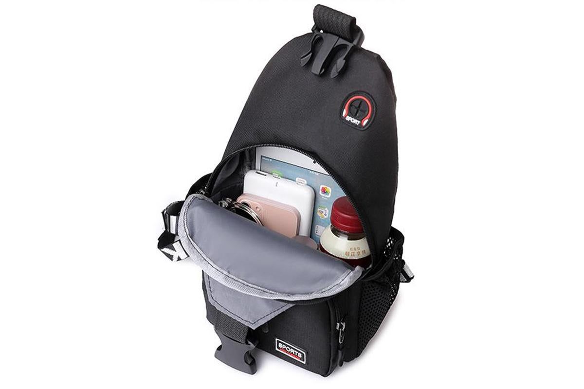 Water-resistant Chest Pack Outdoor Travel Shoulder Sling Backpack Crossbody Bag -Black - Image 6