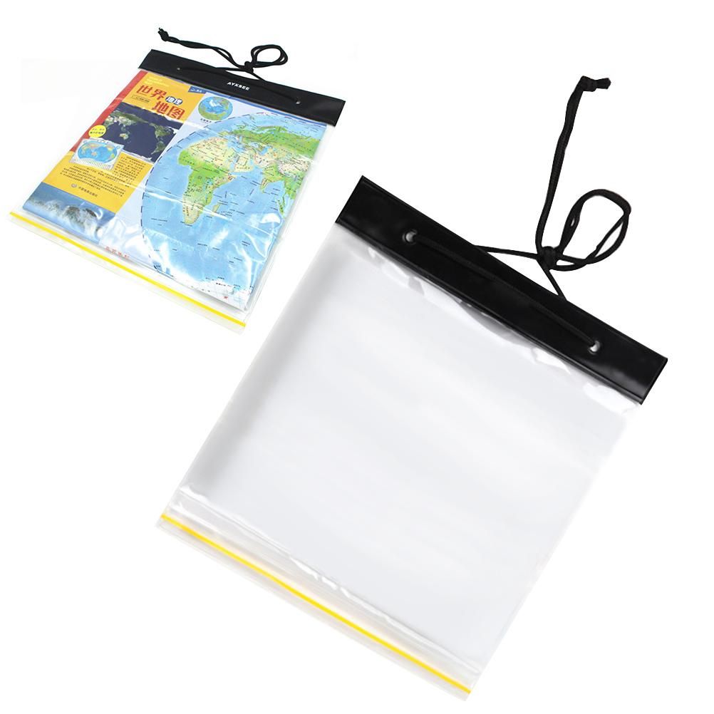 Outdoor Waterproof Map Bag Plastic Self-sealing Bag Transparent Stationery Bag White (Without Map) - Image 6