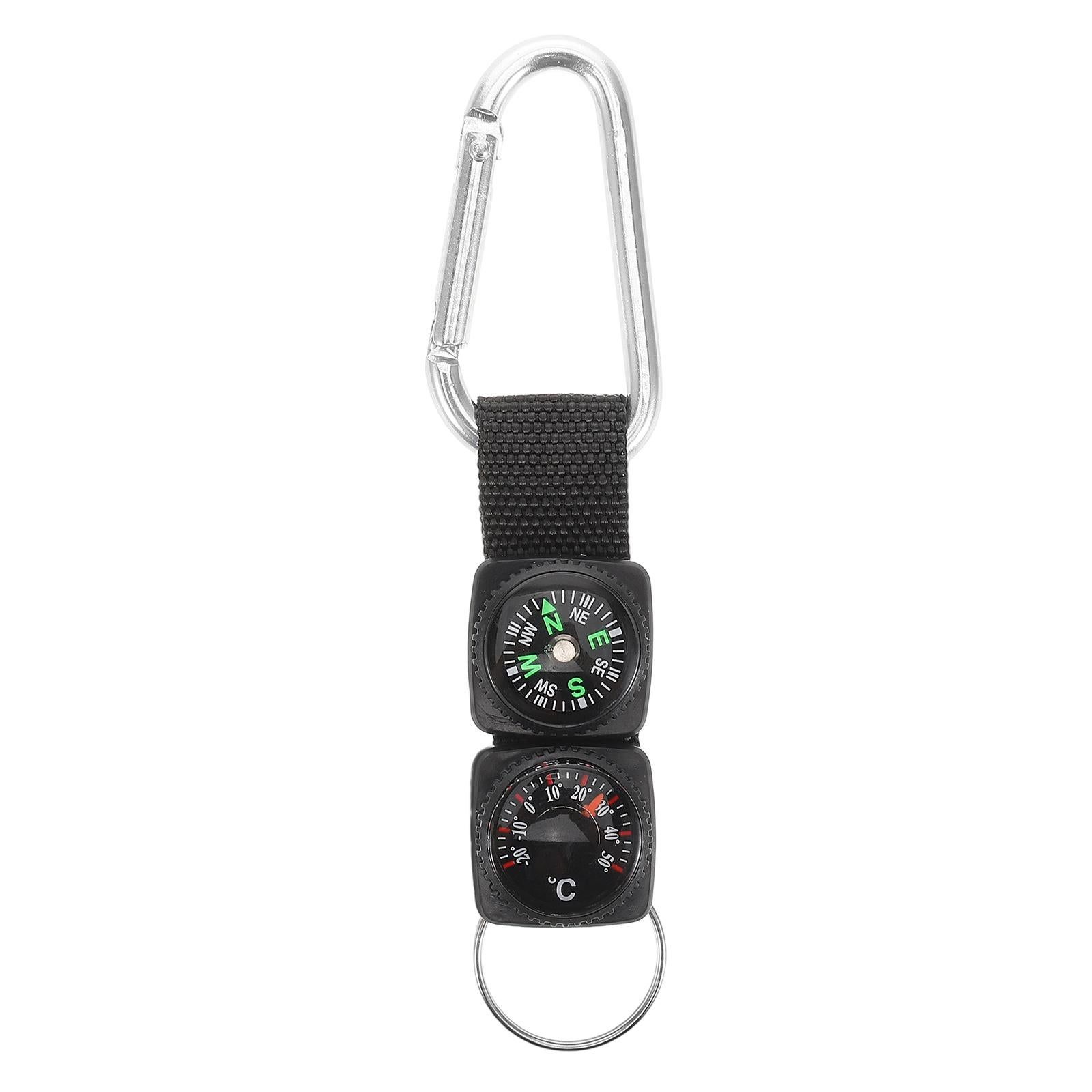 Portable Carabiner Compass Metal Compass Backpacking Compass Hiking Essentials Multifunctional Hiking Compass With Carabiner - Image 1