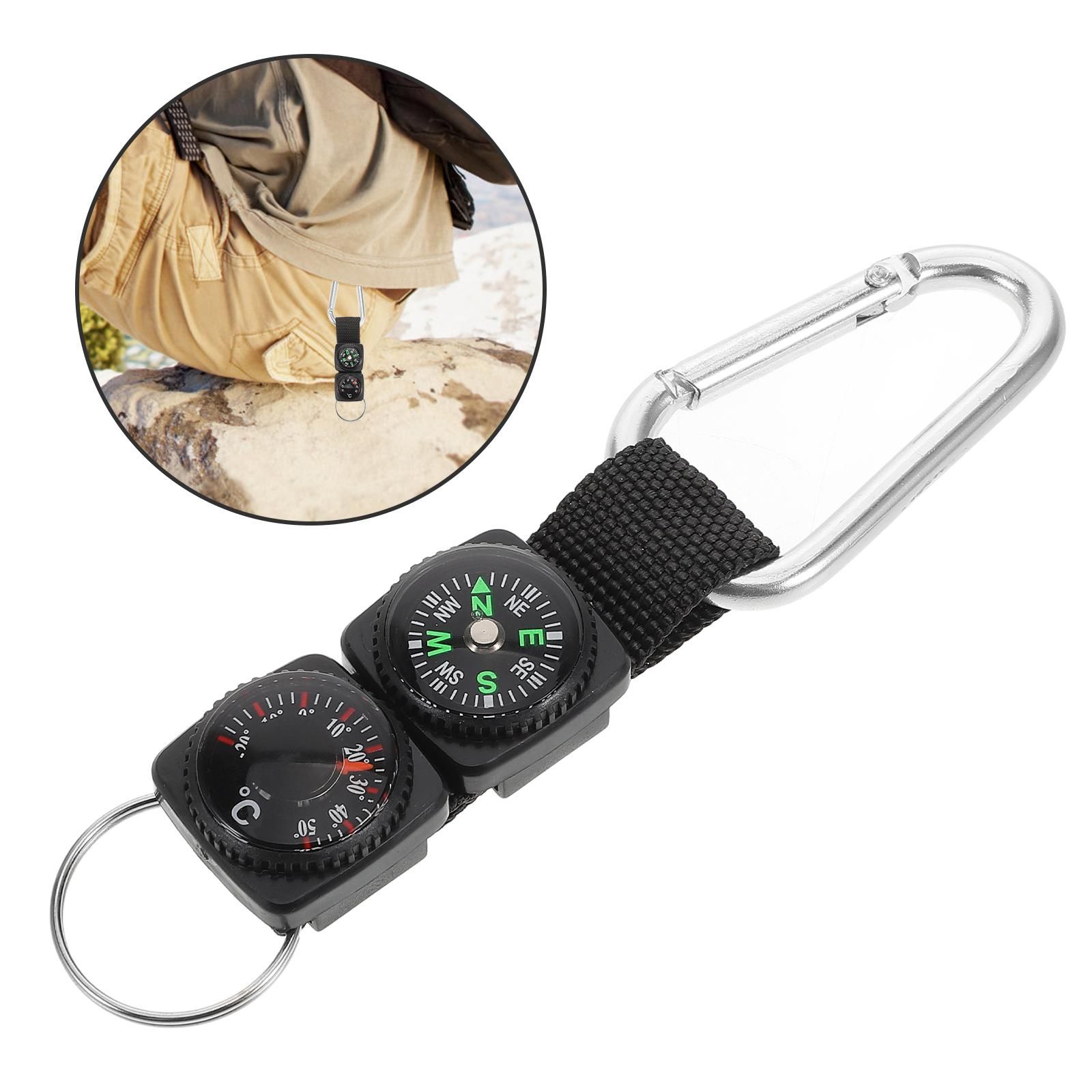 Portable Carabiner Compass Metal Compass Backpacking Compass Hiking Essentials Multifunctional Hiking Compass With Carabiner - Image 5