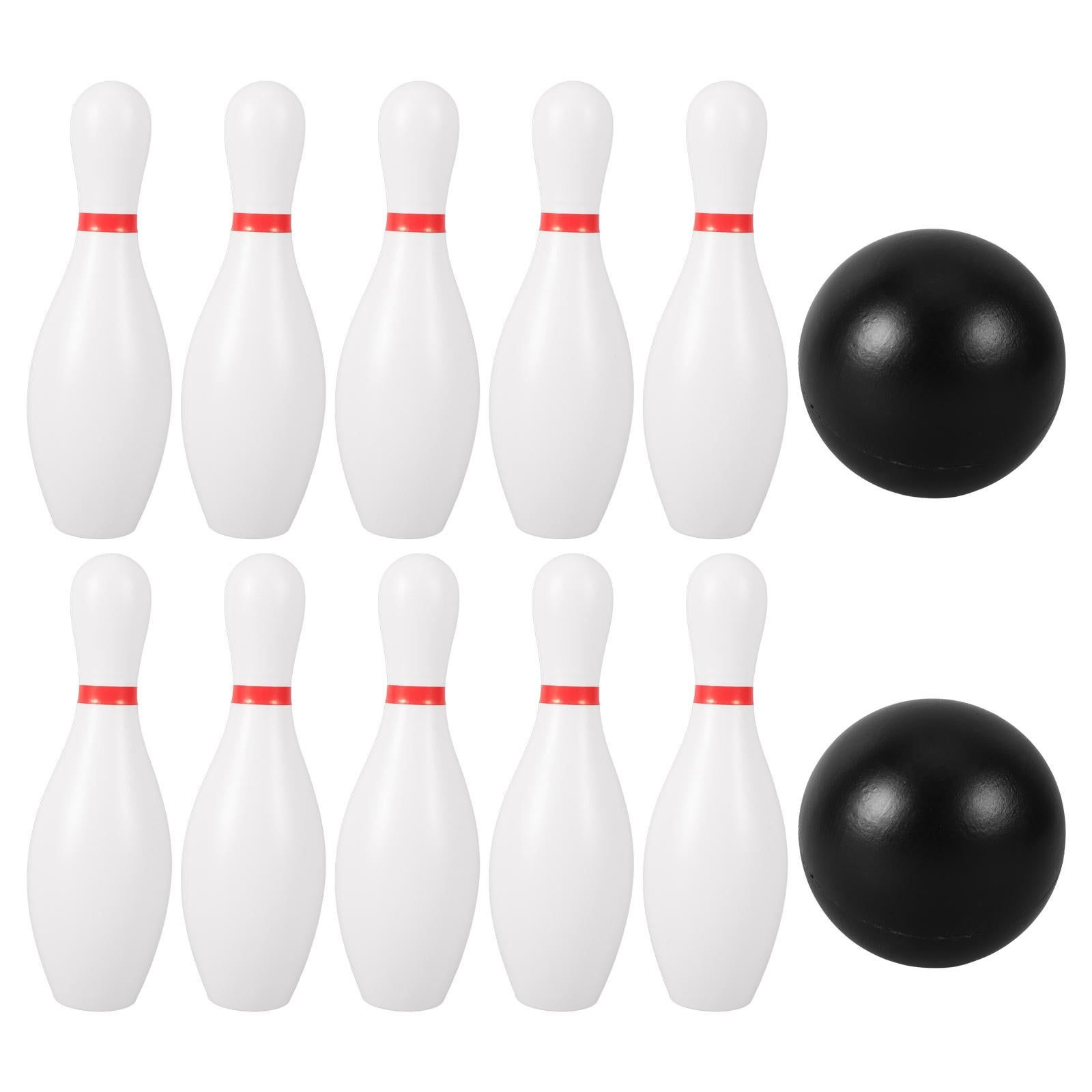 1 Set Miniature Bowling Balls: 5.9inch Plastic Bowling Pins With 2.7 Inch Black Balls - Indoors Sports Toy For - Image 1
