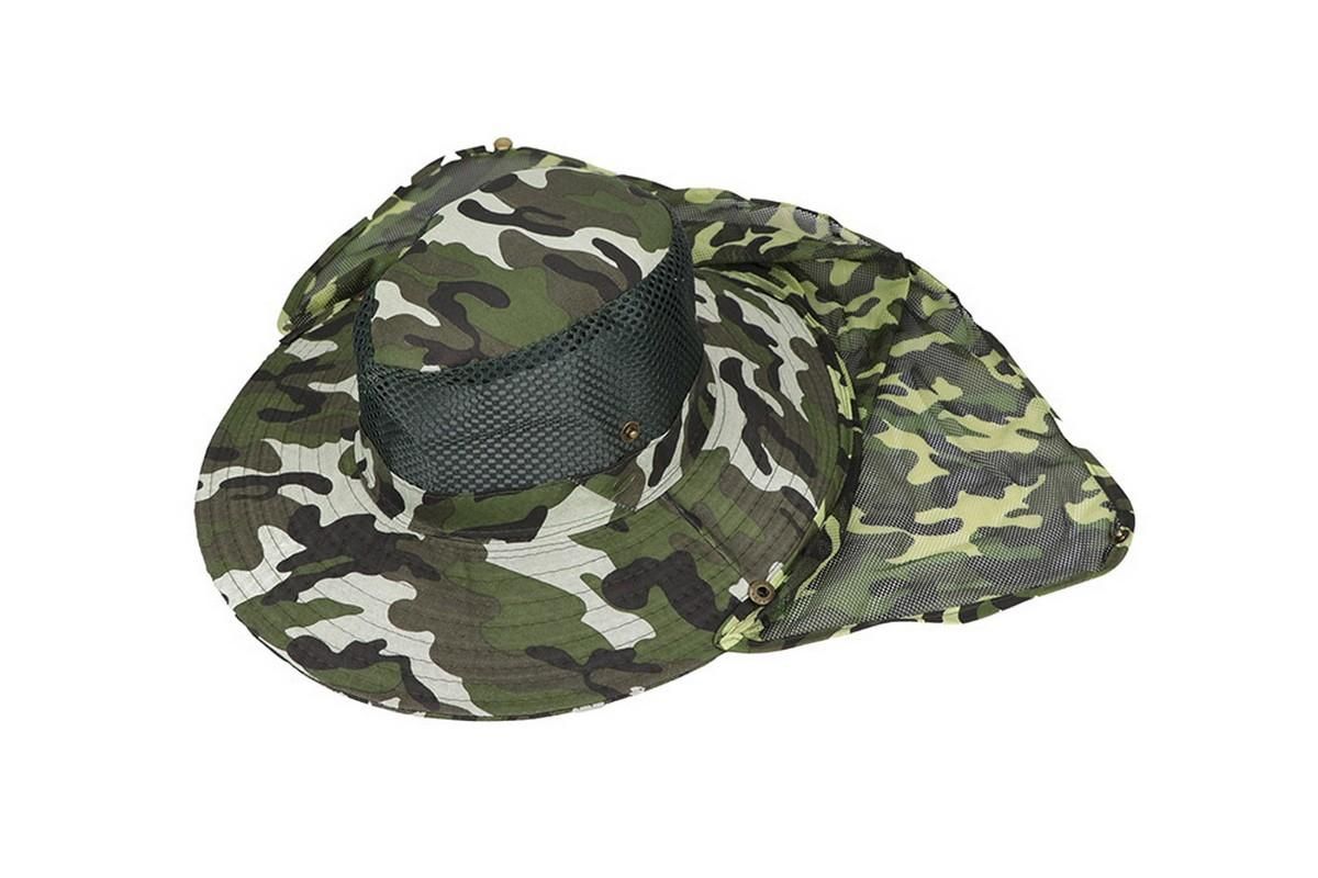 Adult Camouflage Bucket Hat Breathable Mesh Mountaineering Hat Wide Brim Fishing Cap Sun Shade Hat with Neck Flap(Brown) - Image 1