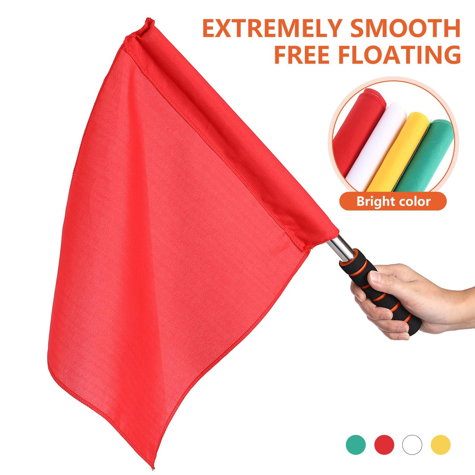 4pcs Hand Signal Flags Match Referee Flag Stainless Steel Pole Command Flag (Yellow, Red, Green, White) - Image 5