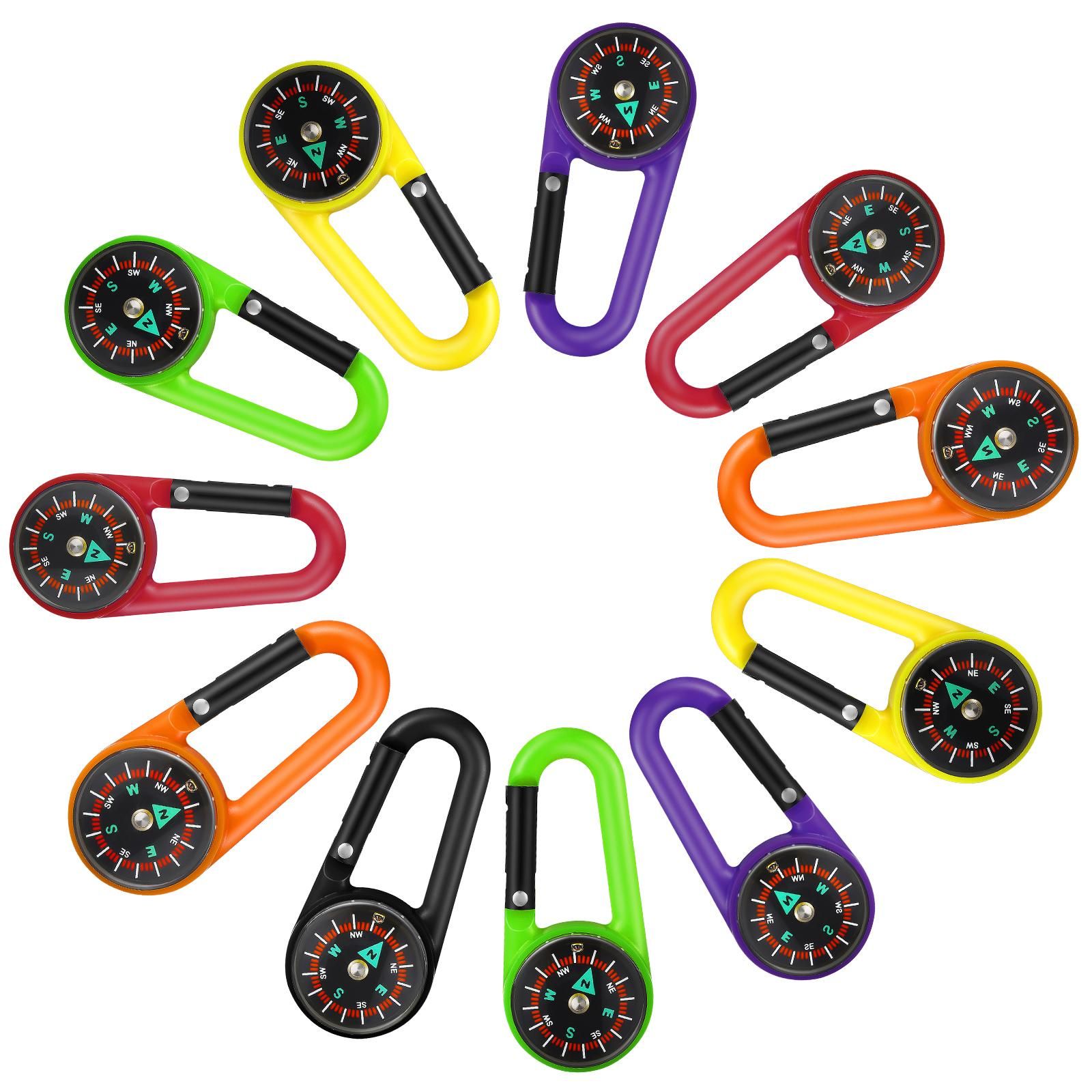 24 Pcs Compass Carabiners Clip-on Self Locking Keychains for Outdoor Hiking Camping - Image 3