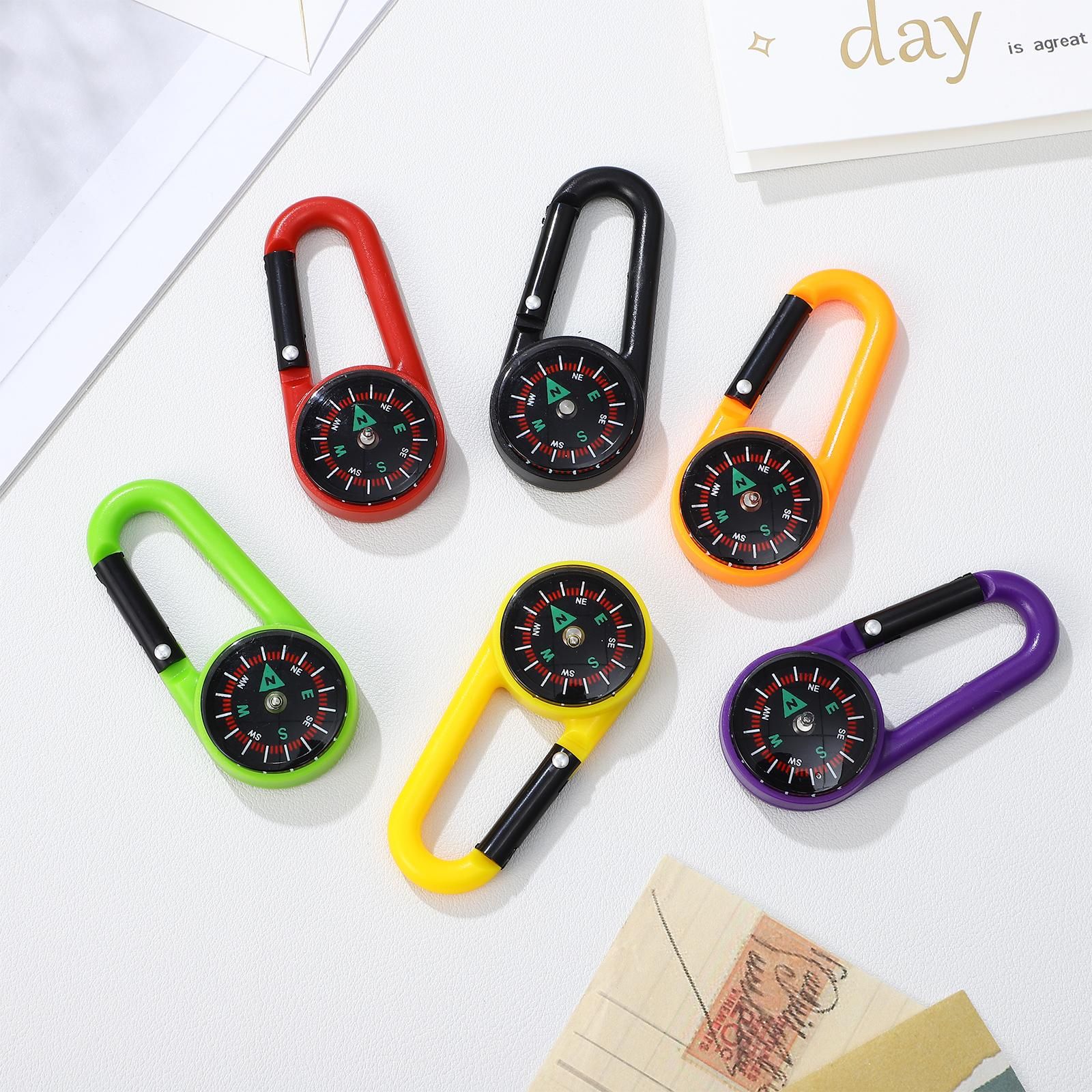 24 Pcs Compass Carabiners Clip-on Self Locking Keychains for Outdoor Hiking Camping - Image 5