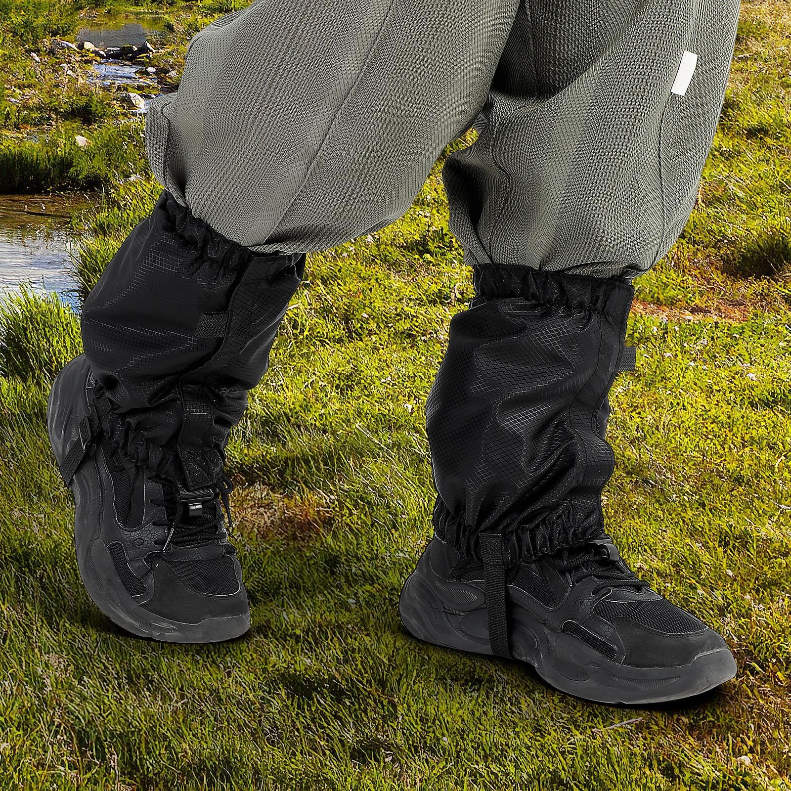1 Pair Snow Gaiters Lightweight Waterproof Ankle Gaiters for Outdoor Hiking Walking Climbing (Black) - Image 7