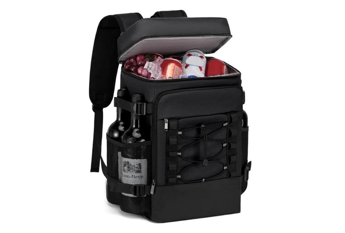 25L Insulated Cooler Backpack Freshness Preservation Backpack For Beach Travel - Black - Image 1
