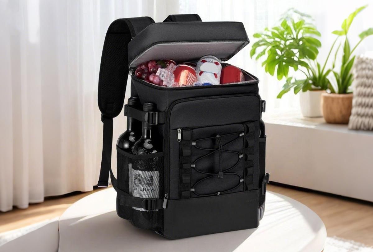 25L Insulated Cooler Backpack Freshness Preservation Backpack For Beach Travel - Black - Image 3