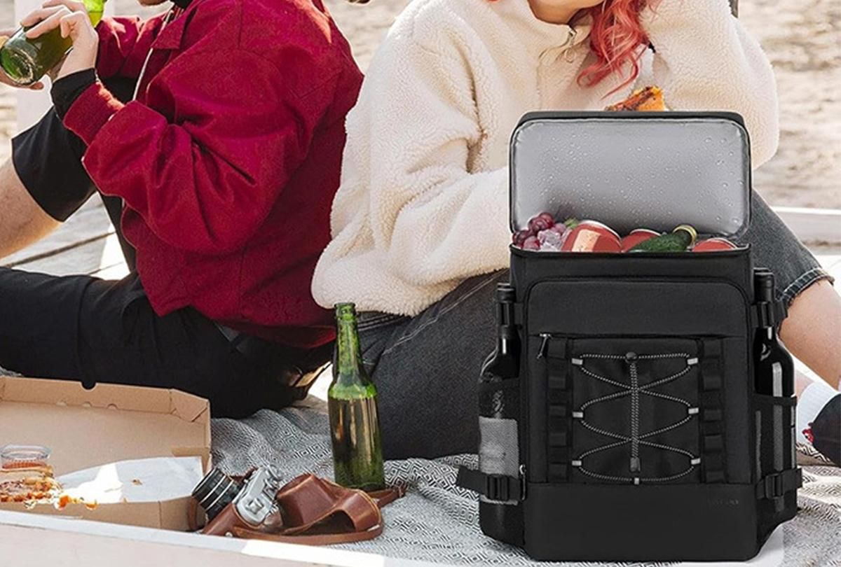 25L Insulated Cooler Backpack Freshness Preservation Backpack For Beach Travel - Black - Image 6