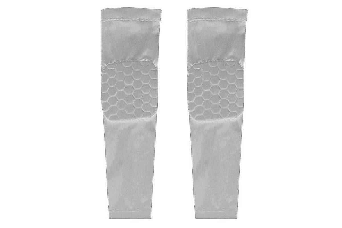 2 Pcs Tennis Elbow Compression Support Sleeve for Golfers Elbow Pain Relief Workout Weightlifting Elbow Brace with Honeycomb Lining -Light Gray / L - Image 2