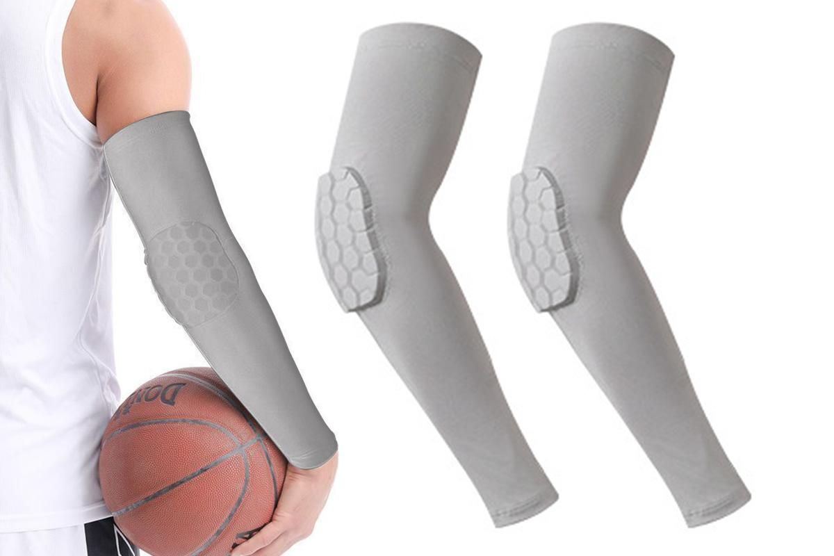 2 Pcs Tennis Elbow Compression Support Sleeve for Golfers Elbow Pain Relief Workout Weightlifting Elbow Brace with Honeycomb Lining -Light Gray / 2XL - Image 1