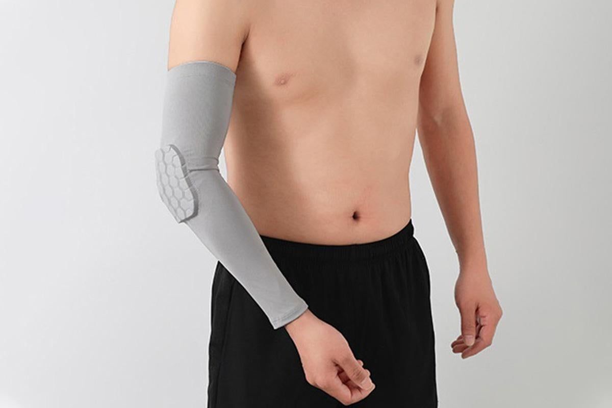2 Pcs Tennis Elbow Compression Support Sleeve for Golfers Elbow Pain Relief Workout Weightlifting Elbow Brace with Honeycomb Lining -Light Gray / 2XL - Image 4