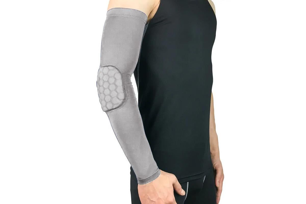 2 Pcs Tennis Elbow Compression Support Sleeve for Golfers Elbow Pain Relief Workout Weightlifting Elbow Brace with Honeycomb Lining -Light Gray / 2XL - Image 5