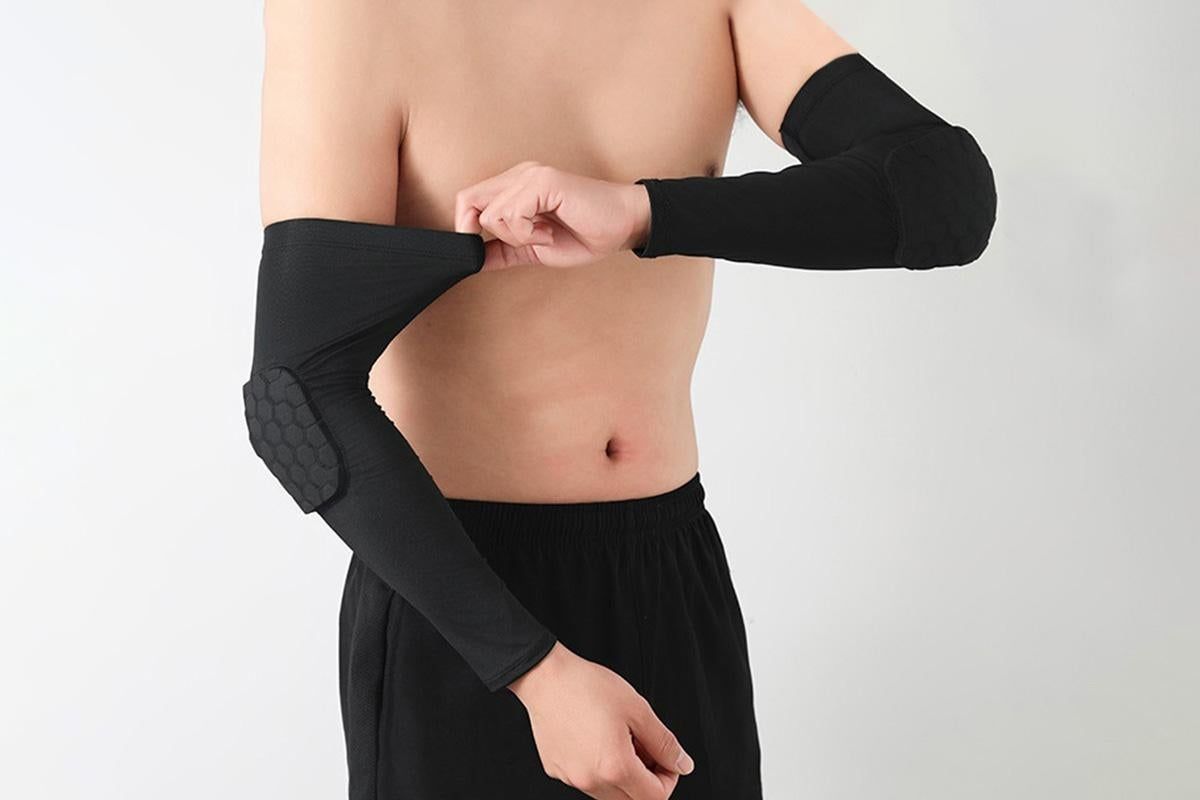 2 Pcs Tennis Elbow Compression Support Sleeve for Golfers Elbow Pain Relief Workout Weightlifting Elbow Brace with Honeycomb Lining -Black / M - Image 4