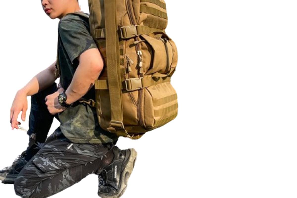 3-in-1 Duffle Bag Messenger Pack Military Tactical Backpack -Khaki - Image 2
