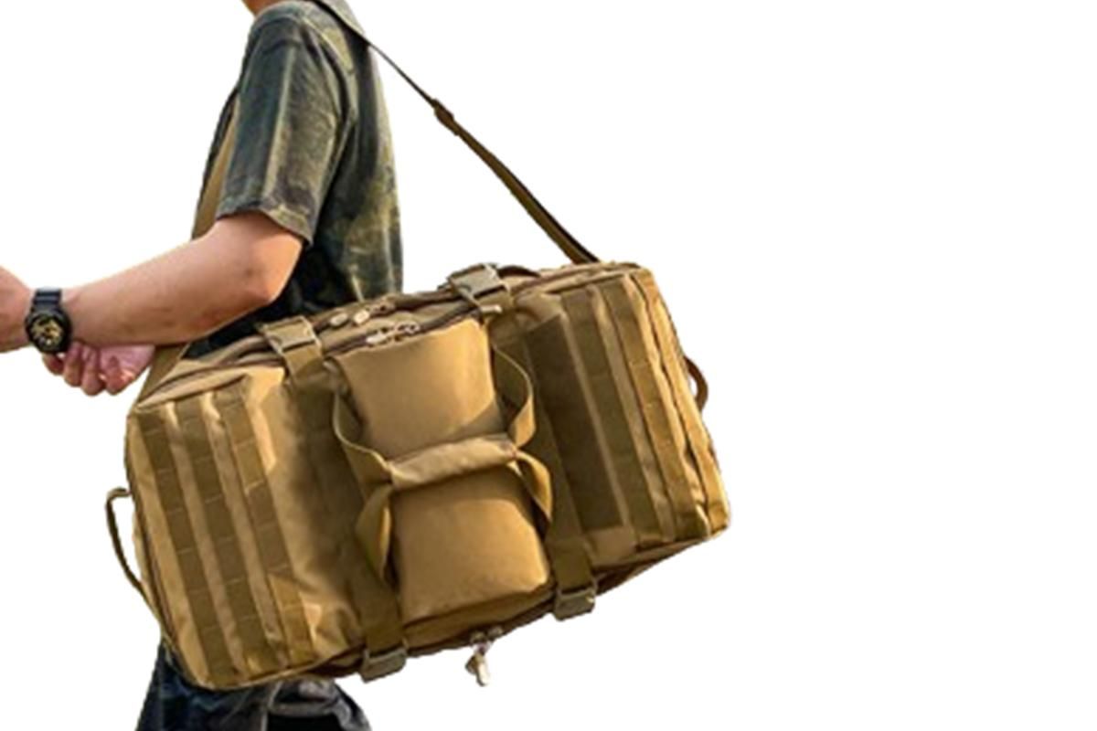 3-in-1 Duffle Bag Messenger Pack Military Tactical Backpack -Khaki - Image 3