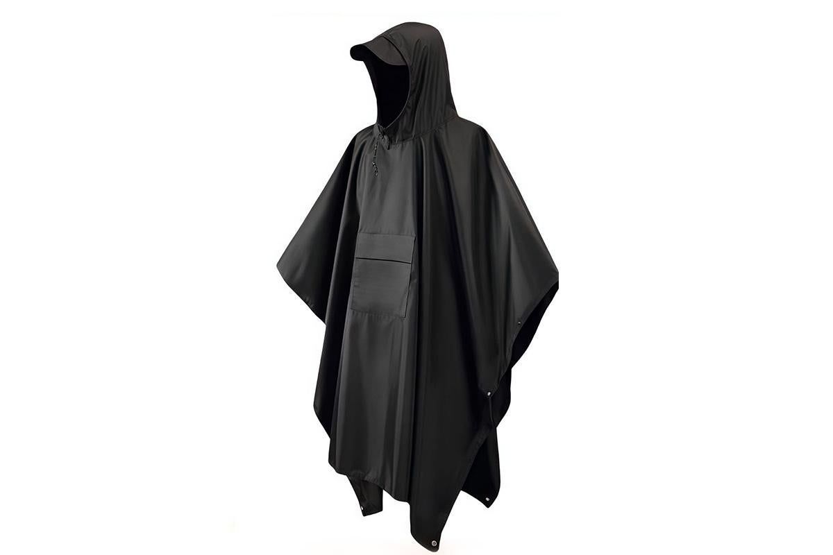 3 in 1 Portable Rain Poncho Waterproof Lightweight Emergency Raincoat with Pocket - Black - Image 2