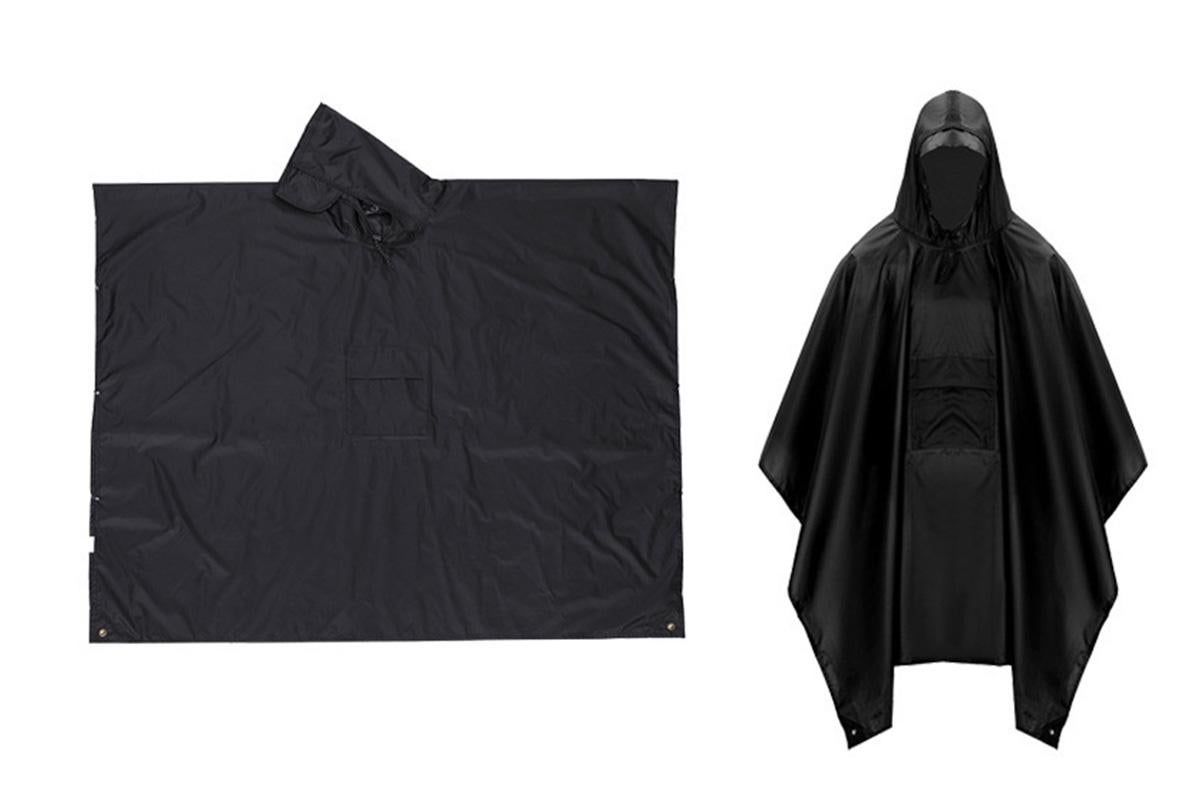 3 in 1 Portable Rain Poncho Waterproof Lightweight Emergency Raincoat with Pocket - Black - Image 3