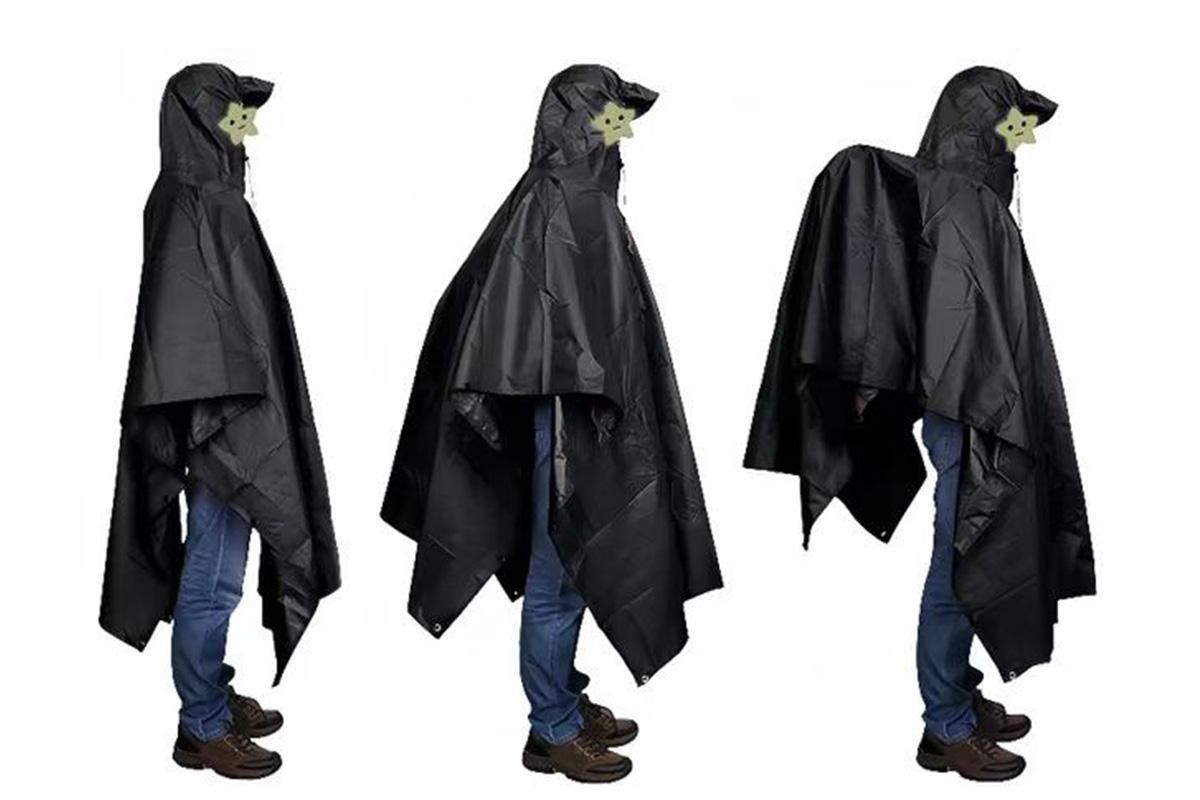 3 in 1 Portable Rain Poncho Waterproof Lightweight Emergency Raincoat with Pocket - Black - Image 6