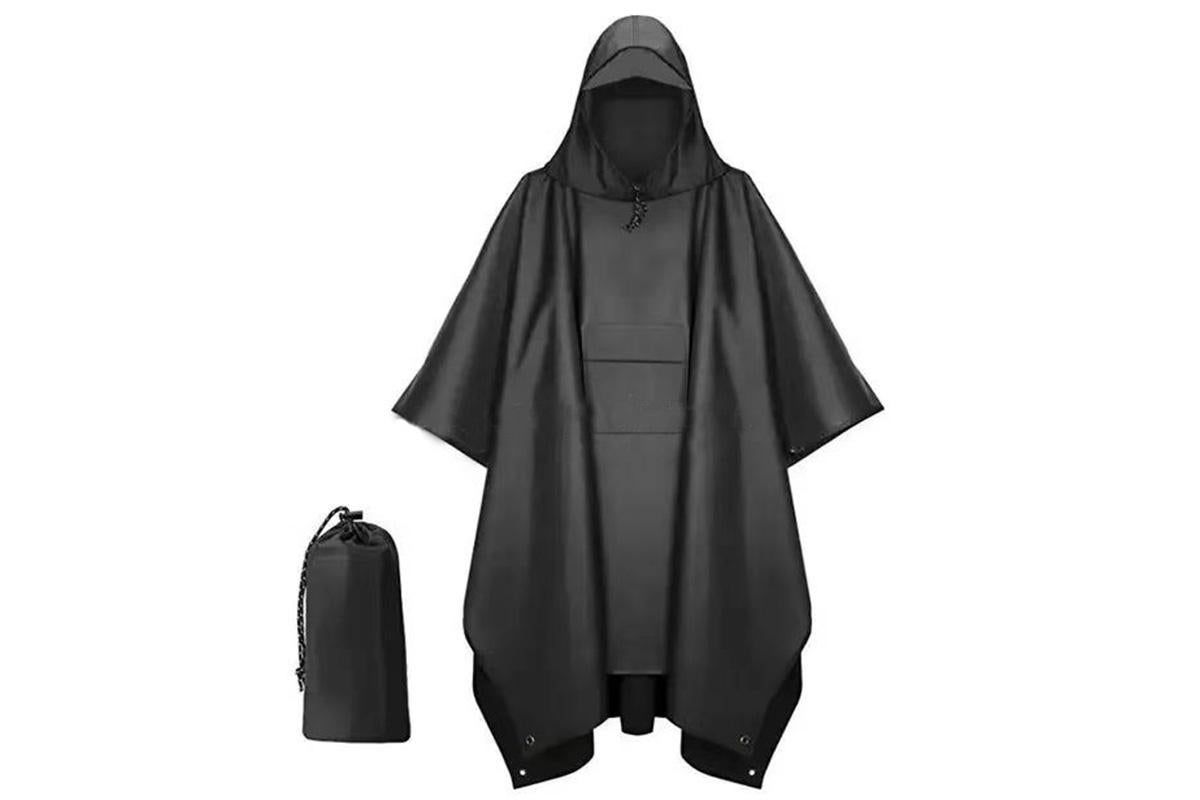 3 in 1 Portable Rain Poncho Waterproof Lightweight Emergency Raincoat with Pocket - Black - Image 7