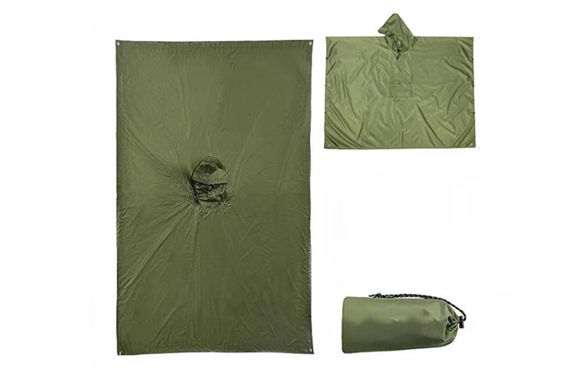 3 in 1 Portable Rain Poncho Waterproof Lightweight Emergency Raincoat with Pocket - Army Green - Image 3