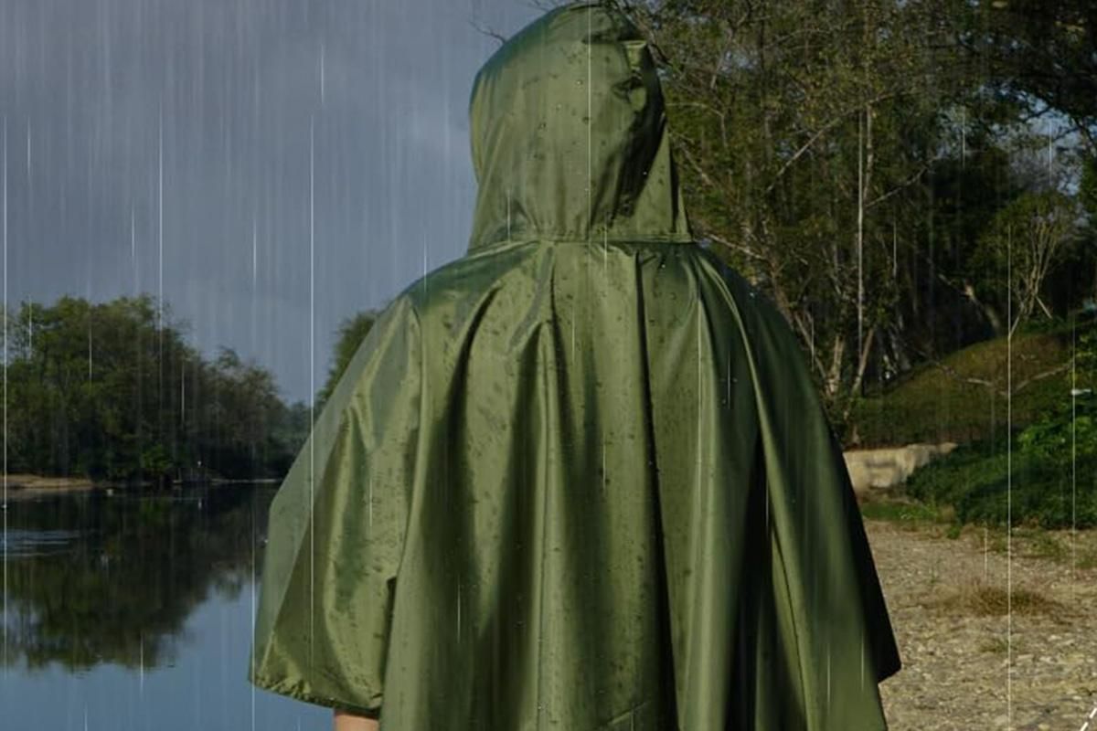3 in 1 Portable Rain Poncho Waterproof Lightweight Emergency Raincoat with Pocket - Army Green - Image 4