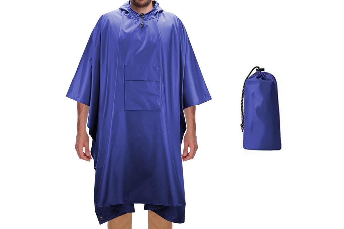 3 in 1 Portable Rain Poncho Waterproof Lightweight Emergency Raincoat with Pocket - Blue - Image 1