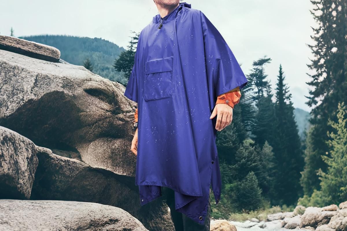 3 in 1 Portable Rain Poncho Waterproof Lightweight Emergency Raincoat with Pocket - Blue - Image 6