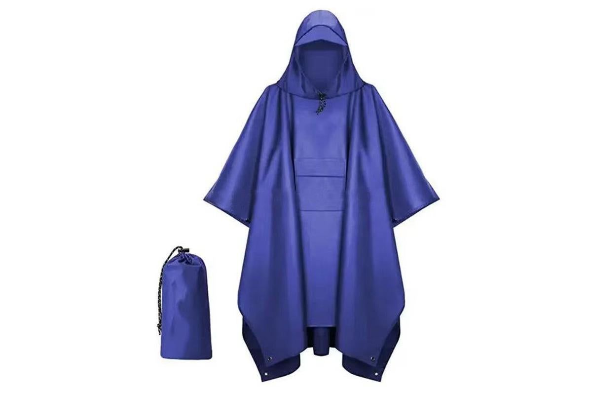 3 in 1 Portable Rain Poncho Waterproof Lightweight Emergency Raincoat with Pocket - Blue - Image 8