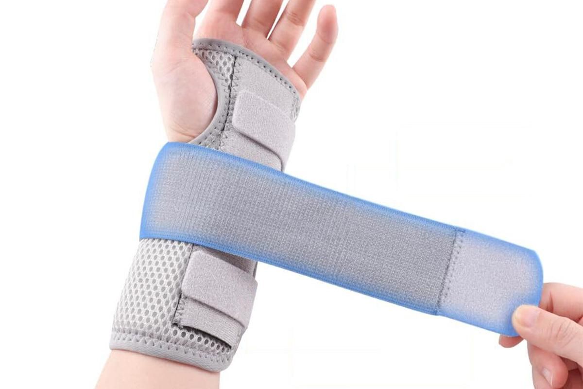 Adjustable Wrist Brace with Removable Steel Splint for Carpal Tunnel Support - Grey & Left & S - Image 2