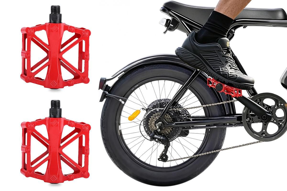 Aluminum Alloy Bike Pedals Wide Platform Lightweight Bicycle Pedals for MTB Road Bikes - Red - Image 1